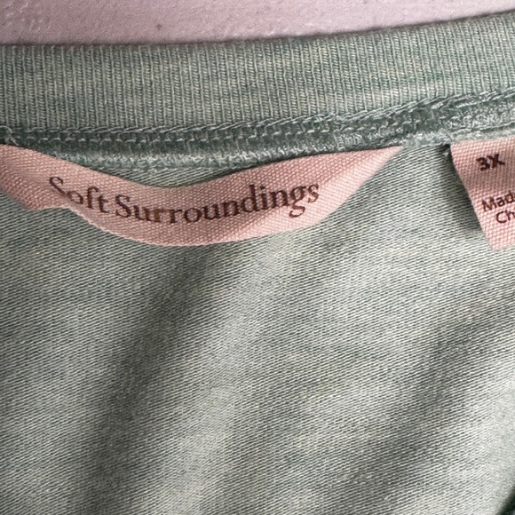 Soft Surroundings Tunic Top Plus Size 3X Green V Neck 3/4 Sleeve High Low Casual - Picture 8 of 12